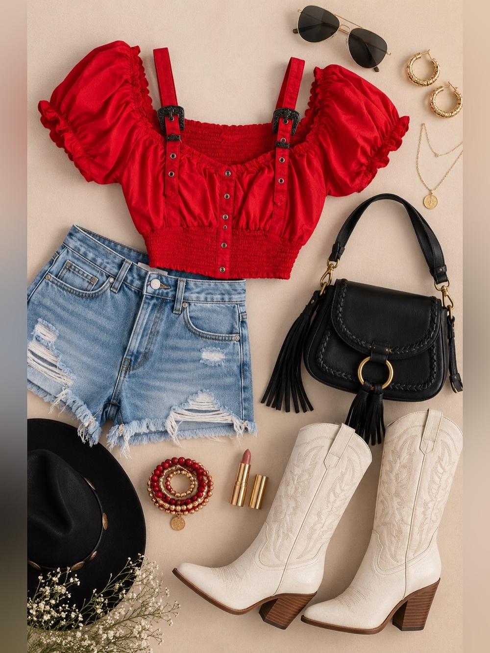 ❤️ Indulge Boutique Red Smocked Puff Sleeve Crop Top ❤️
